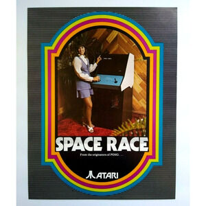 Space Race Arcade Game FLYER Original 1973 Retro Future Women Sci-Fi Ping Pong
